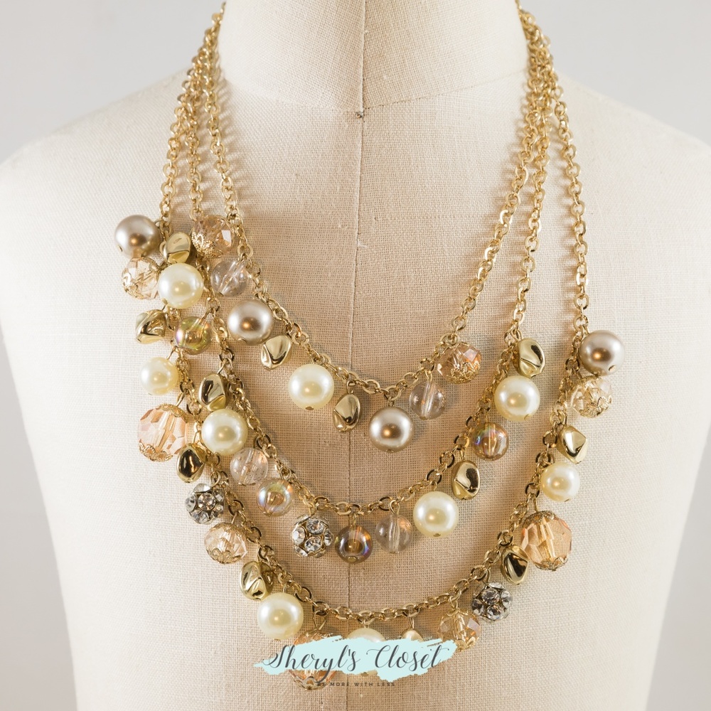 Beaded multi-layer statement necklace